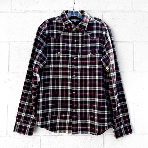 UNIQLO Sherpa Lined Plaid Flannel Long Sleeve Shirt Men's Size Medium Y2k Fleece - Picture 2 of 15